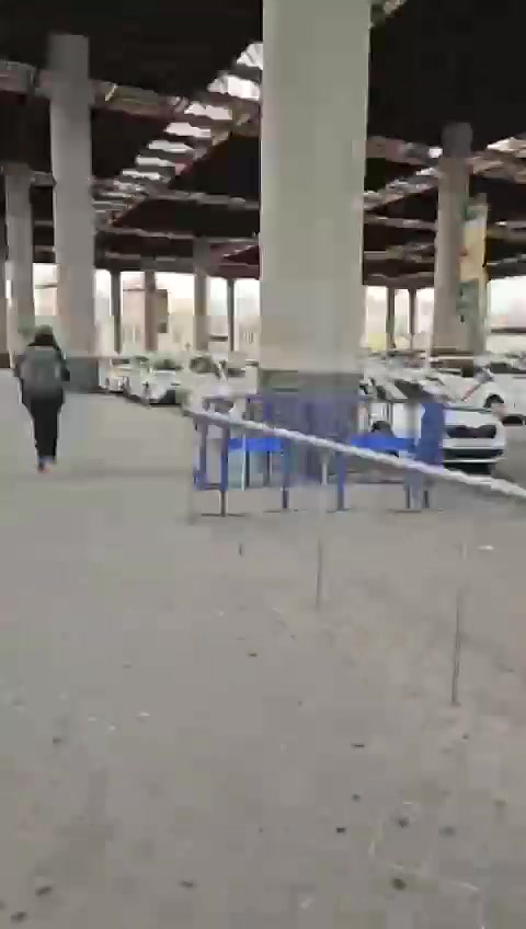 Walk along the bus stop