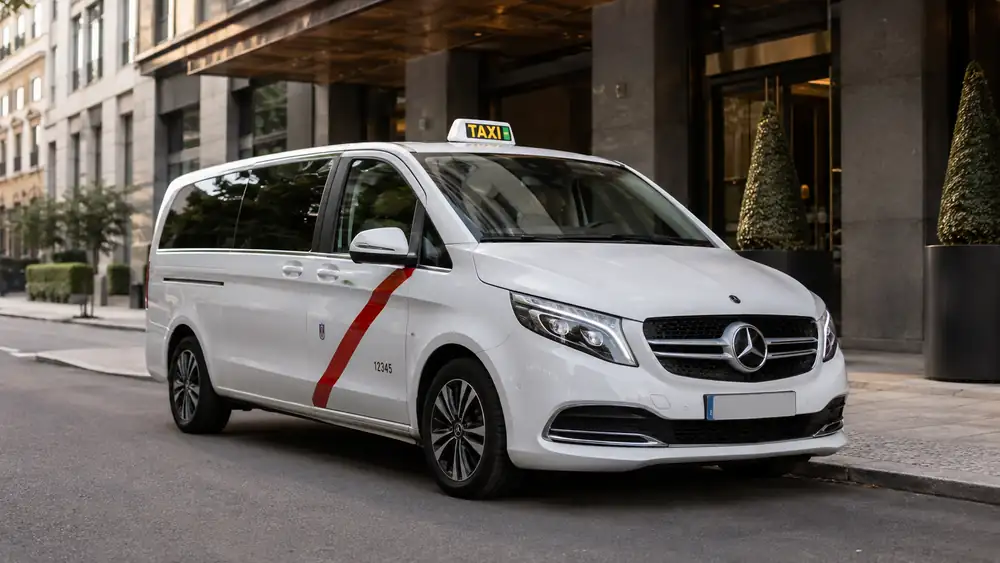 Elegance and capacity for businesses, families, and transfers with luggage. Madrid Taxi